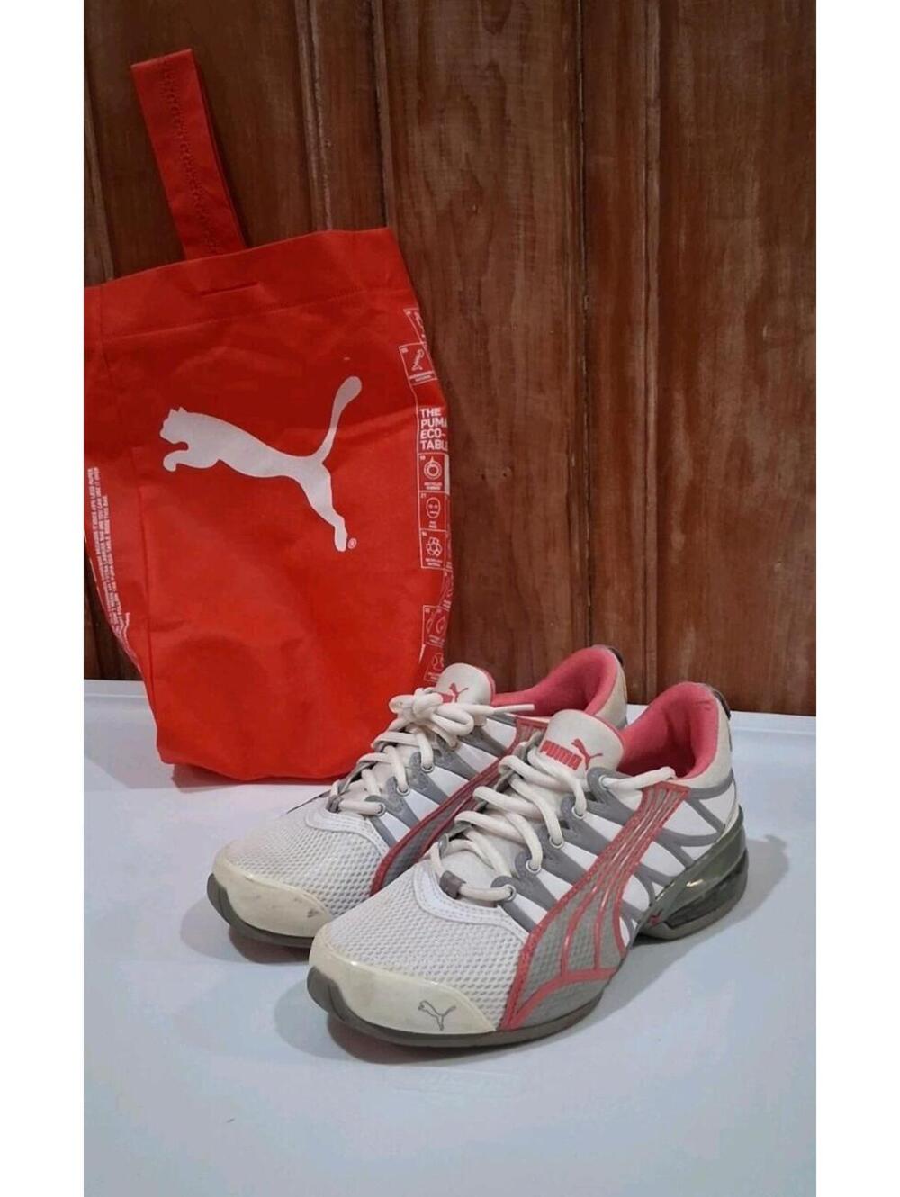 Womens Pink White PUMA  Sneakers 5.5 Tennis Shoes Lace Up Athletic Running
